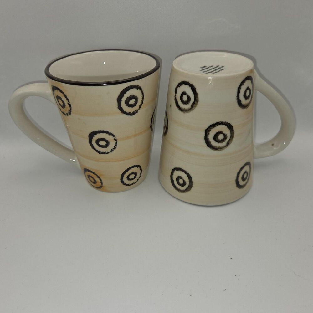 Montgomery Ward Taos Circles Cream Swirl Mug Pair (Discontinued)